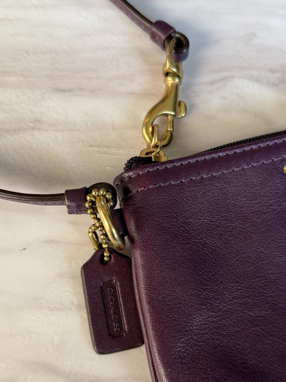 Coach Saffiano Leather City Tote & Wristlet Set in Black Violet/Plum - Like New - Picture 9 of 12
